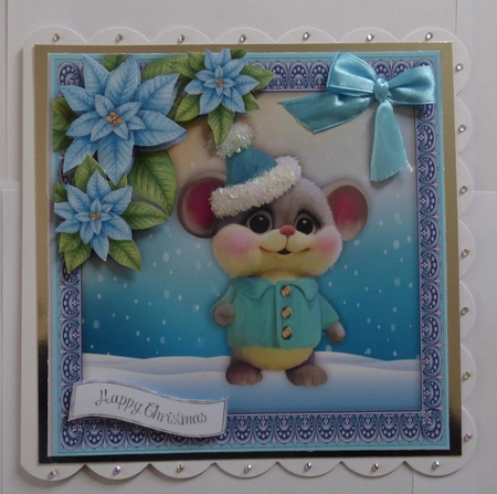 Gorgeous Mouse In A Bobble Hat 8x8 by Helen Darrington