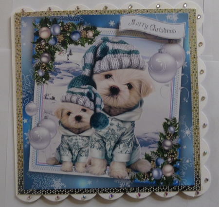 Gorgeous Pair Of Dogs In Winter Hats 8x8 Mini Kit by Helen Darrington