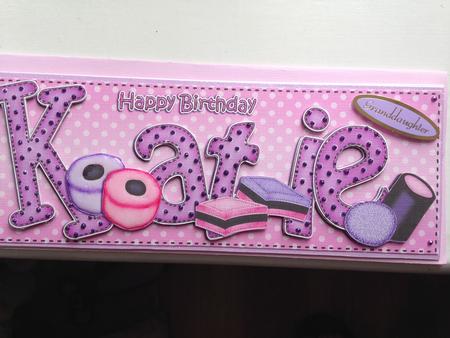 Large Dl Birthday Katie Sweets Quick Card 3D Decoupage by Joanna Barnes