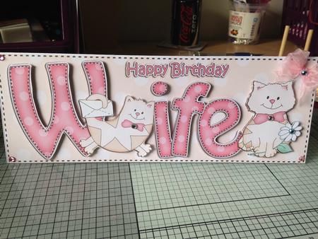 Large Dl Birthday Wife Cat Card & 3D Decoupage Featured Gallery Photo