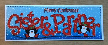 Large Dl Christmas Sister & Partner Quick Card 3D Decoupage by Jo Taylor