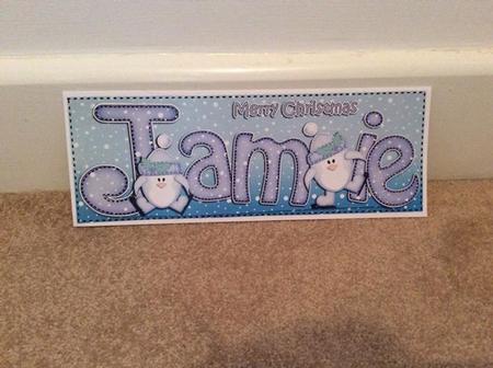 Merry Christmas Jamie Penguins Large Dl & 3D Decoupage by Jo Taylor
