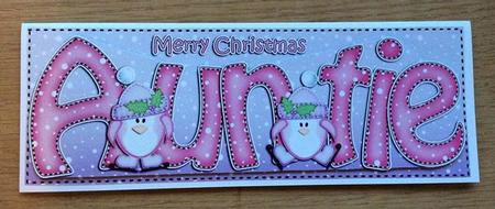 Large Dl Christmas Auntie Penguins Quick Card 3D Decoupage by Jo Taylor