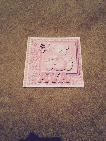 8x8 Baby's Christmas Name Card Ava with Decoupage by Jo Taylor