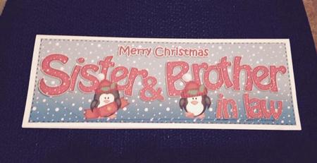 Large Dl Xmas Sister & Brother in Law Penguins 3D Decoupage by Jo Taylor