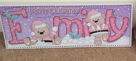 Large Dl Xmas Emily Livvy Bear & 3D Decoupage by Jo Taylor