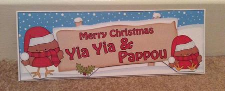 Large Dl Xmas Yia Yia & Pappou Robins Signpost Decoupage by Jo Taylor