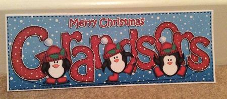 Large Dl Xmas Grandsons Penguins 3D Decoupage by Jo Taylor