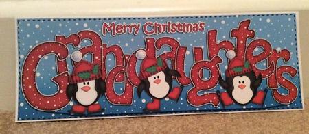 Large Dl Xmas Granddaughters Penguins 3D Decoupage by Jo Taylor