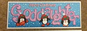 Large Dl Christmas Goddaughter Penguins 3D Decoupage by Jo Taylor
