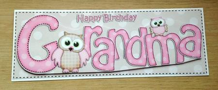 Large Dl Birthday Grandma Owls Quick Card N 3D Decoupage by Jo Taylor