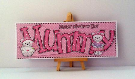Large Dl Mothers Day Mummy Teddies Quick Card N 3D Decoupage by Jo Taylor