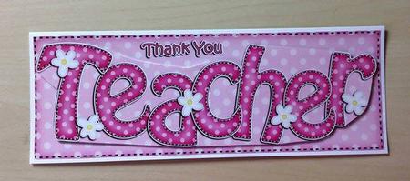Large Dl Thank You Teacher Flowers Quick Card 3D Decoupag by Jo Taylor