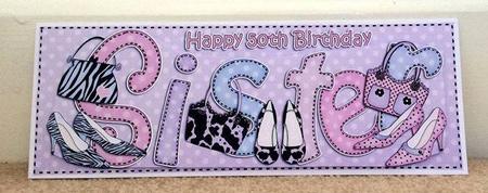 Large Dl 50th Birthday Sister Shoes & Handbags 3D Decoupage by Jo Taylor