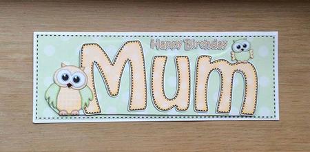 Large Dl Birthday Mum Owls Quick Card N 3D Decoupage by Jo Taylor