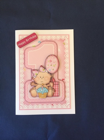1st Birthday Girl Topper and Decoupage by Angela Philpott