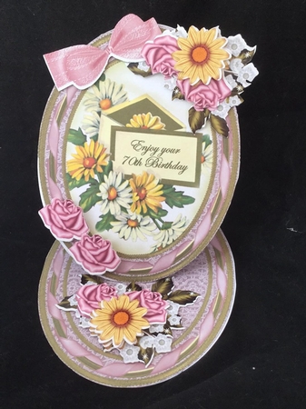Daisy 70th Birthday Oval Easel Card Mini Kit by Angela Philpott