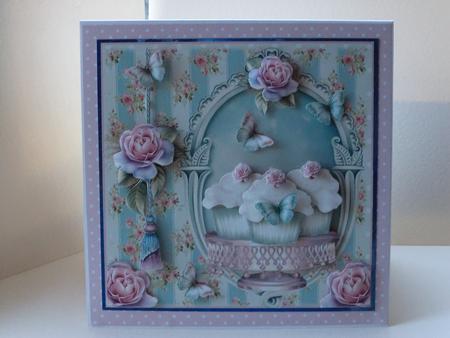 Shabby Chic Countryside Cupcakes Card Front Kit by Lynda Davies