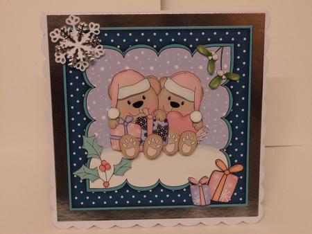 8x8 Christmas Love Livvy Bear Kit 3D Decoupage by Lynda Davies