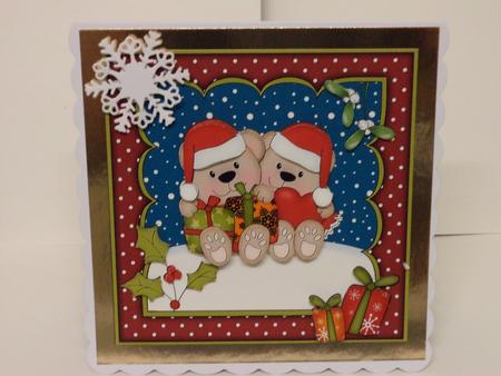 8x8 Christmas Love Livvy Bear Kit 3D Decoupage by Lynda Davies