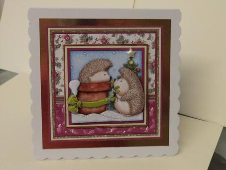 Mistletoe Hedgehogs 7.5 Christmas Decoupage Mini Kit by Lynda Davies