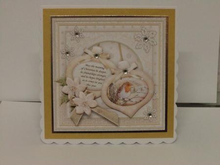 Christmas Baubles Robin in Snow 8x8 Mini Kit & Decoupage by Lynda Davies