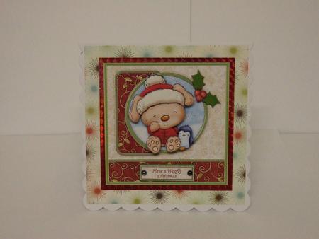 Mutt's Winter Friend Christmas Card Topper & Decoupage by Lynda Davies