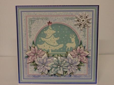 Christmas Tree Reindeer & Poinsettia 8x8 Decoupage Mini Kit by Lynda Davies