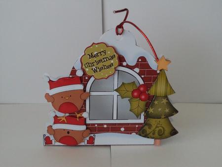 3D Robins Xmas Window Treat Holder Christmas Decoration by Lynda Davies