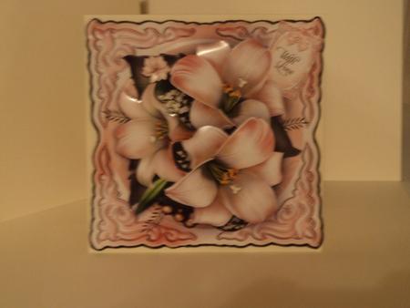 Soft Vintage White Flowers Card by Lynda Davies