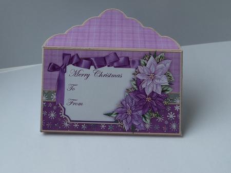 Lilac Poinsettia Christmas Money Wallet Voucher Envelope by Lynda Davies
