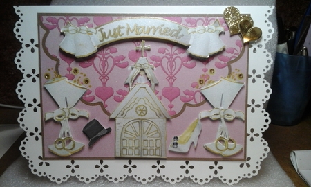Fuschia Pink Wedding Day Card Front by sherry ratcliffe