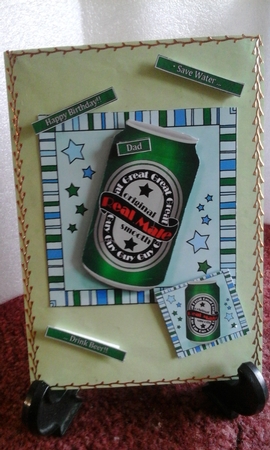 Real Male Beer Can Quick Card N 3D Decoupage by sherry ratcliffe
