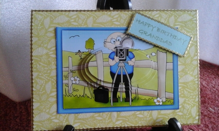 A5 Old Man Bert the Photographer Oval Pyramage Topper by sherry ratcliffe