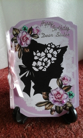 pretty cut and fold with vintage silhouette lady & roses in lilac by sherry ratcliffe
