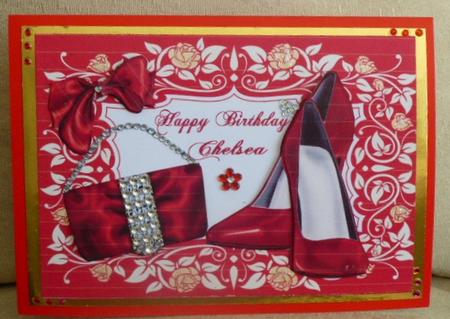 Red Shoes with Diamante Bag in Floral Frame by Chris Gardner