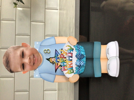 3D On the Shelf Card Kit - Little Boy Kirk is the Birthday Boy with ages 6 - 11 age Birthday Cake Decoupage by Rebecca Batchelor