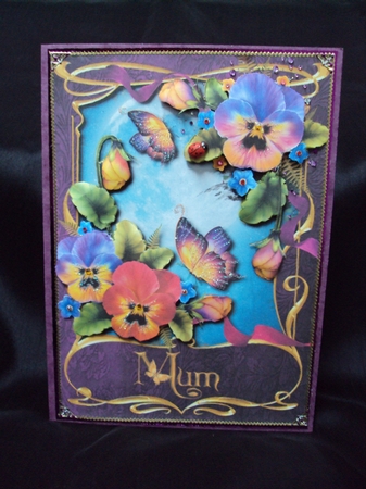 Purple Pansies & Flutters for Mum by Patricia Clayton