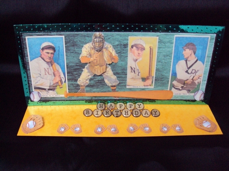Baseball Sport Cards Topper with Pyramid and Decoupage by Patricia Clayton