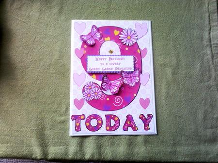 Nine Today Girl Butterflies and Flowers A5 Decoupage by Jane Hughes