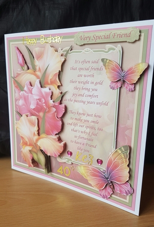 BLUSH OF IRIS & VERSE FOR FRIEND 7.8 Decoupage Mini Kit by Sheila Jones