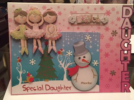 Ballet Dancers Pretty Pink Card Front with Decoupage by Sheila Jones