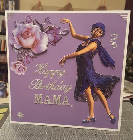 1920's Flapper Dancer in Purple Card Front by Sheila Jones