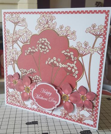 Red Dotty Fmk Mothers Day 7in Time Flower Decoupage by Sheila Jones