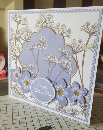 Blue Dotty Fmk Mothers Day 7in Time Flower Decoupage by Sheila Jones