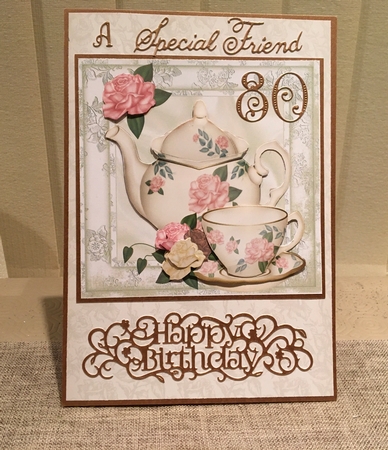 Pretty Teapot and Cup with Country Roses 8x8 Featured Gallery Photo