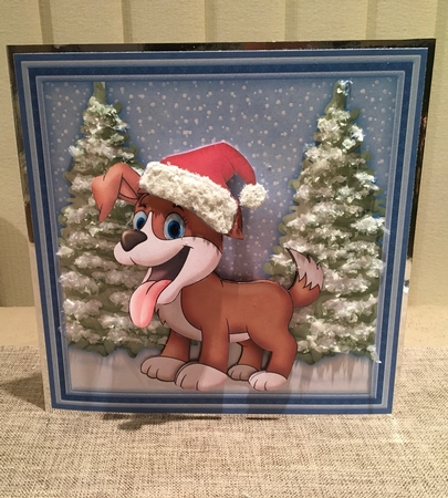 CHRISTMAS DOG WOBBLY HEAD CARD 7.5 Decoupage & Insert Mini Kit by Deborah Roberts