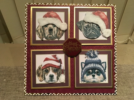 Christmas Hats Dogs Quad Frame by Deborah Roberts