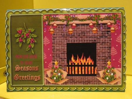 2 Lovely fireplace Christmas card toppers by Glenys Linehan
