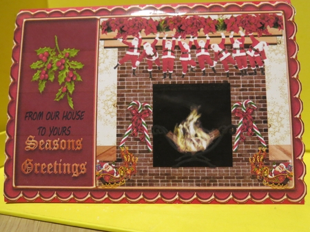 2 Lovely fireplace Christmas card toppers by Glenys Linehan